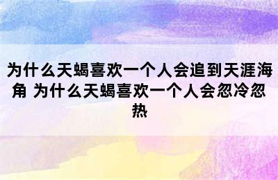 为什么天蝎喜欢一个人会追到天涯海角 为什么天蝎喜欢一个人会忽冷忽热